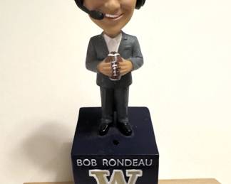 UW Husky radio announcer Bob Rondeau talking bobblehead
