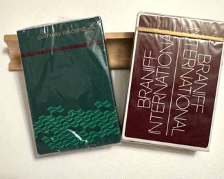 Braniff and Cathay Pacific airlines playing cards