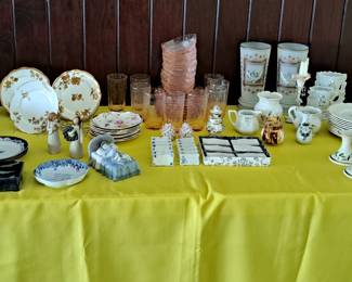 FINE CHINA, PINK CRYSTAL, PLACE CARDS, 2 CHINA SETS