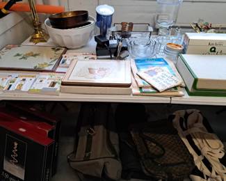 CARRY BAGS, BRASS LAMP, PLACE MATS AND MORE