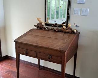 PLANTER'S DESK, ORIENTAL MIRROR, FL WILDLIFE FIGURINES