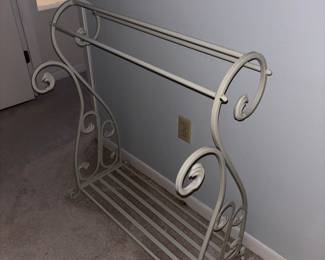 White iron blanket rack