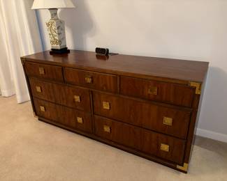 Thomasville campaign style dresser with brass hardware