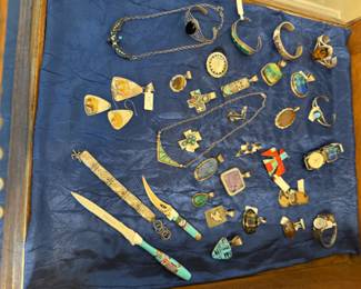 some of the large collection of Native American Jewerly