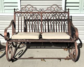 BUY IT NOW! $100.00. Metal Settee w/cushions.