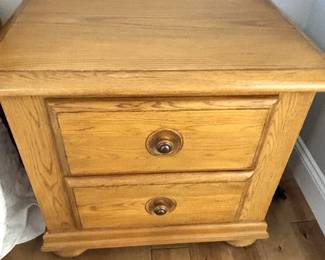 BUY IT NOW! $200.00. Pair of (Vineyard Brand) oak night stands.  28" W x 18" D x 25" H.