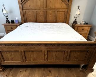 BUY IT NOW! $295.00. Vineyard brand King Size Oak Headboard and Footboard. (mattress not for sale).           82" W x 67" H.