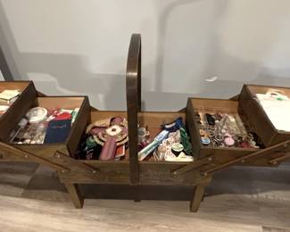 BUY IT NOW! $125.00. Vintage MCM  Strommen Bruk Hamar product of Norway sewing storage cabinet. Contents full of sewing supplies.  