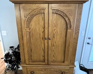 BUY IT NOW! $250.00. Vineyard Brand oak armoire.    46" W x 20" D x 69 1/4" H.