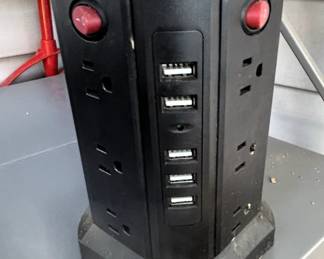 Power strip tower surge protector w/5 USB ports.