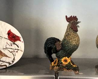 Cardinal plate, pair of Roosters.
