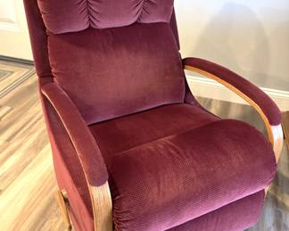 BUY IT NOW!  La-Z-Boy maroon fabric recliner. $150.00