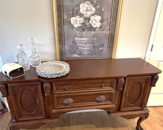 BUY IT NOW! 195.00. Great legs and claw footed sideboard/buffet. 19 1/2" D x 66" W x 36" H.