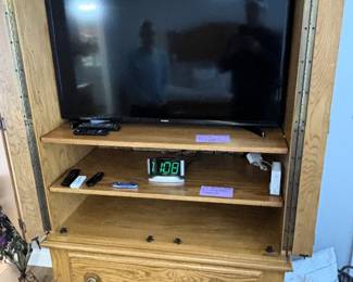 BUY IT NOW! $250.00. Vineyard Brand oak armoire.    46" W x 20" D x 69 1/4" H.                                                                    BUY IT NOW! $100.00. Samsung 40" smart tv.