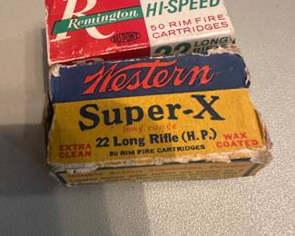 Vintage empty ammo boxes. 