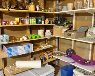 candles, candle warmers, plastic storage bins, air filters, glass vases 