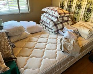 Full-size mattress, box spring, linens