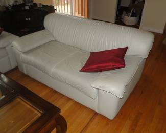 White leather loveseat