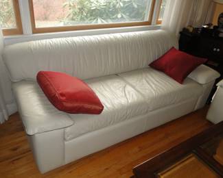 White leather sofa