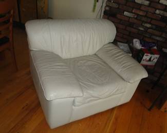 White leather side chair