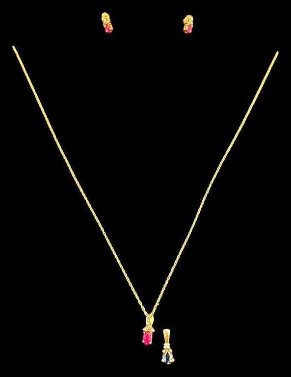10k Gold Ruby Jewelry Set 
