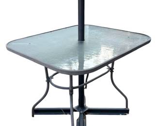 Metal Frame Frosted Glass Patio Table 