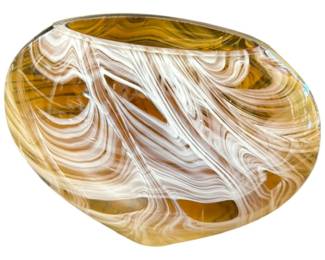 Amber Murano Style Blown Glass Pill Vase 