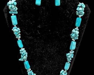 Turquoise Nugget Stone Jewelry Set 