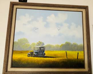 Vintage Car Oil Painting