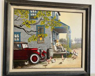 Vintage Car Oil Painting