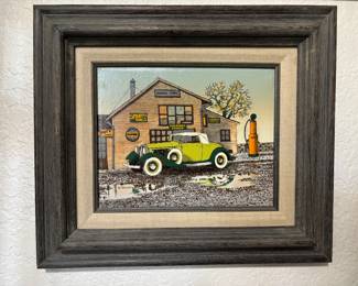 Vintage Car Oil Painting