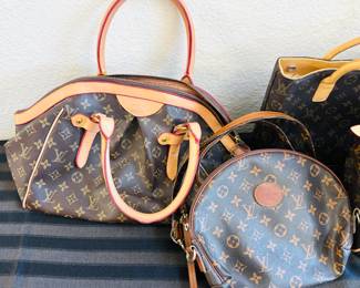 Close-up of Faux Louis Vuiton Purses - (Note: Purses are NOT kept at the house before or after sale hours)