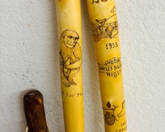 Close-up of Carved Walking Sticks