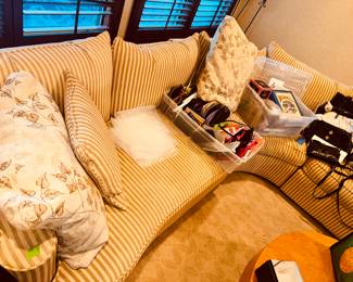 comfy couch, lots of STRIPES