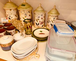 Capriware ceramic canisters with a bit of wear