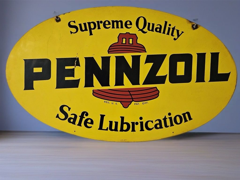 Pennzoil 2-Sided Vtg. 31in Long Advertising Sign