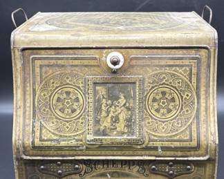 Vintage Victorian Metal Embossed Cake Box