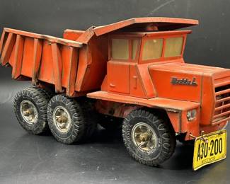 Vintage Buddly L Orange Metal Toy Dumptruck