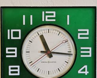 Mid Century Modern Green Acrylic G.E. Wall Clock