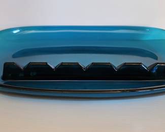 Vintage Mid Century Smoky Blue Glass Ash Tray