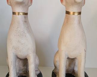 Vintage Pair Seated Whippet Figurines / Bookends