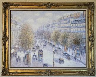 Impressionist Paris Street Scene Print on Canvas