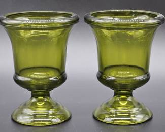 2- Vintage Indiana Glass Urn-Shaped Pedestal Vases