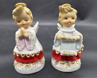 (2) Vintage Lefton Ceramic Singing Angels, Japan