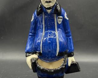 Ceramic Motorcycle Traffic Policeman Figurine