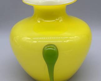 Murano-Style Lemon Yellow Pot Vase
