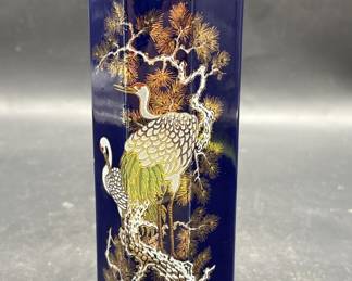 Vintage Japanese Cobalt Blue Porcelain Vase