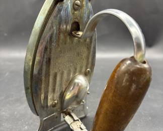 Vintage Wood-Handled Kwik Way Travel Iron