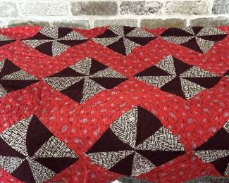 Black & Red Patchwork Quilt is 62x52in