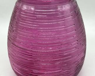 Recycled Glass Ribbed Pot Vase in Plum